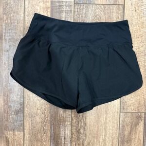 Zyia Active Womens Black Running Shorts Size S Wide Waistband Tulip Hem Athletic